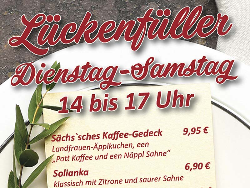 Kaffee, Kuchen, Speisen Dresden Rerstaurant Tageskarte